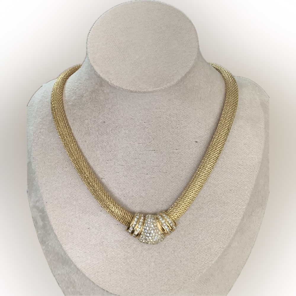 CHRISTIAN DIOR GOLD PLATED CRYSTAL CHOKER
NECKLACE